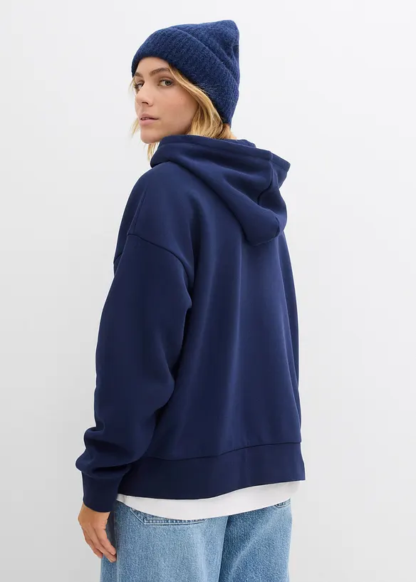 Oversize-Sweatshirt aus Baumwoll-Mix in blau von hinten (im Anschnitt) - bonprix