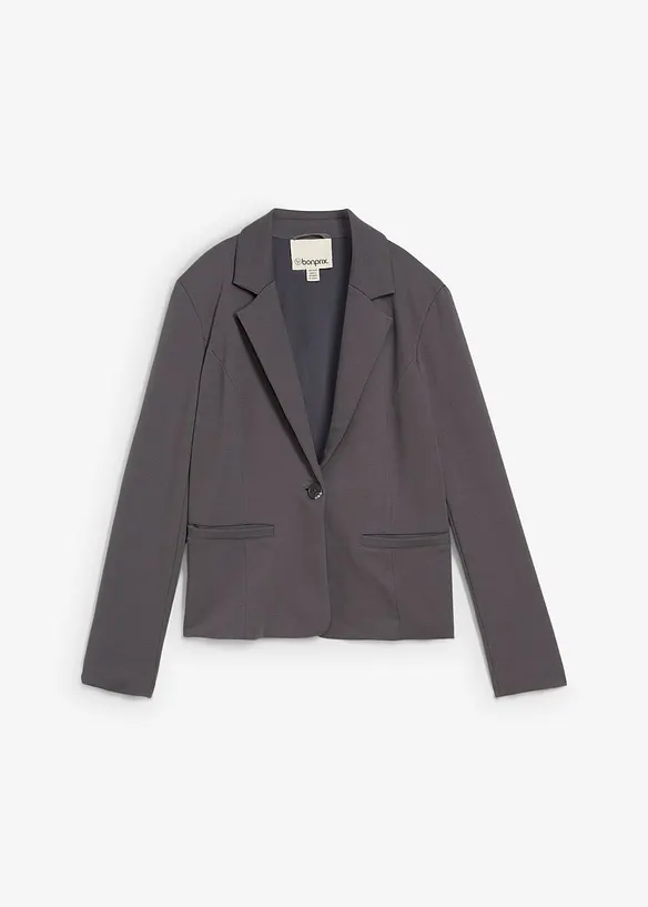 Sweatblazer mit fließender Viskose in grau von vorne - bonprix