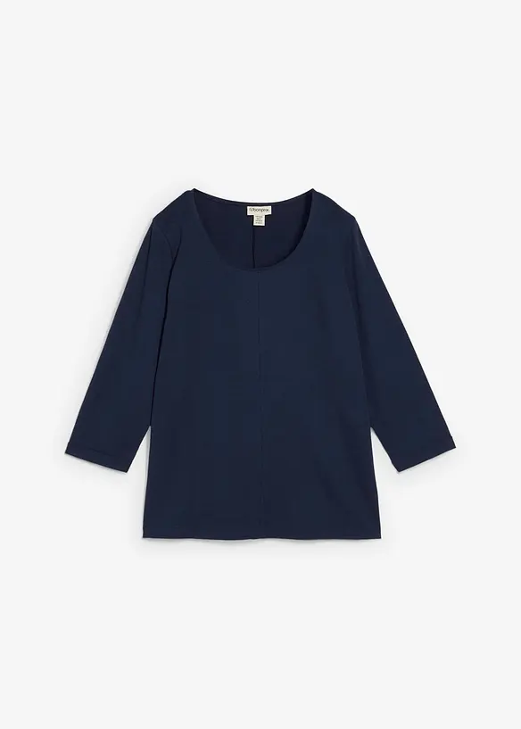 Shirt aus reiner Baumwolle in blau von vorne - bonprix