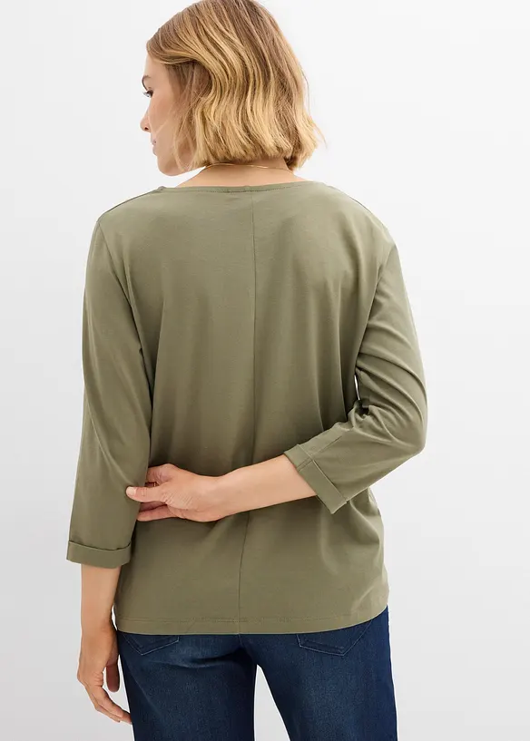 Shirt aus reiner Baumwolle in grün von hinten (im Anschnitt) - bonprix
