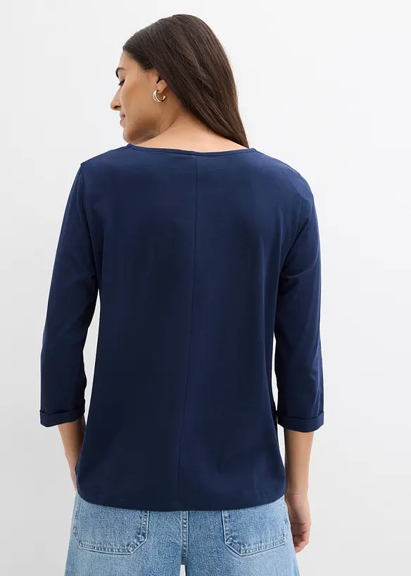 Shirt aus reiner Baumwolle in blau von hinten (im Anschnitt) - bonprix