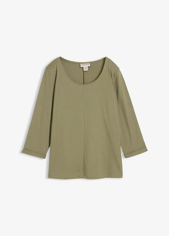 Shirt aus reiner Baumwolle in grün von vorne - bonprix