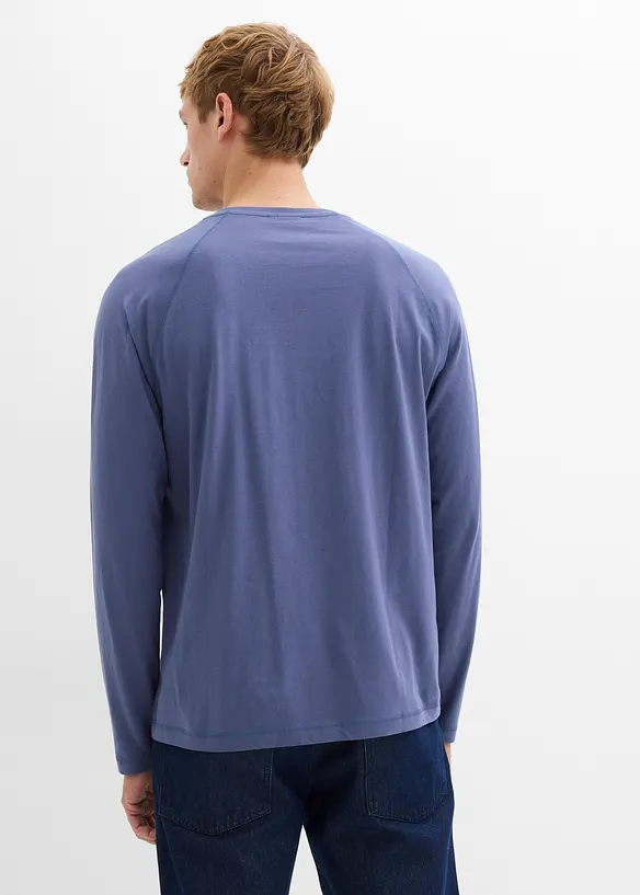 Langarmshirt aus reiner Bio-Baumwolle (2er Pack) in blau von hinten (im Anschnitt) - bonprix