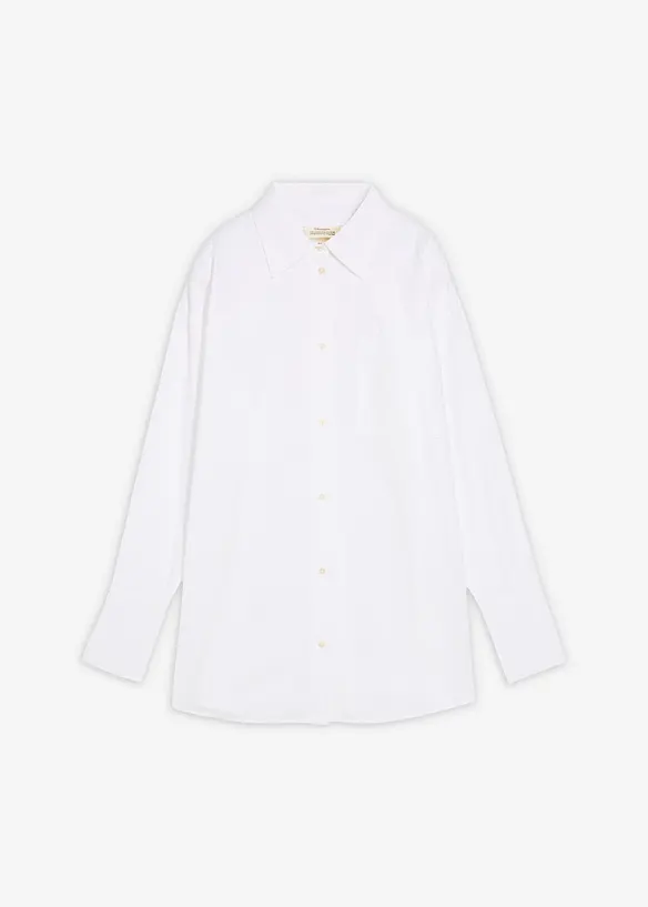 Oxford-Bluse aus Bio-Baumwolle in weiß von vorne - bonprix