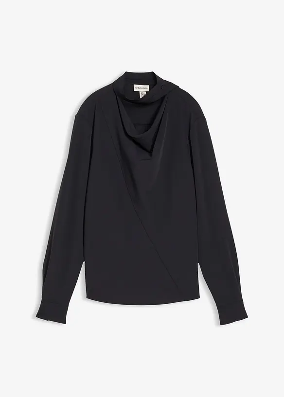 Leicht glänzendes Blusenshirt in schwarz von vorne - bonprix Leicht glänzendes Blusenshirt in schwarz von vorne - bonprix