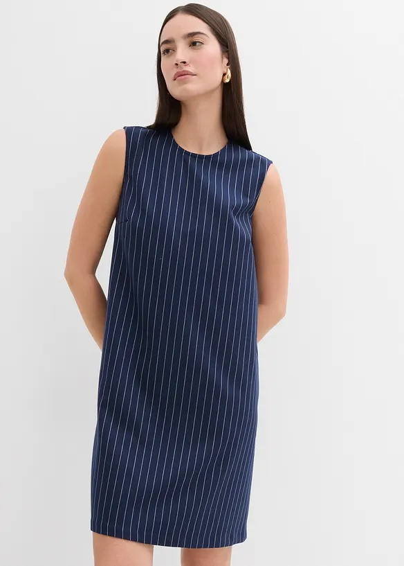 Nadelstreifen Minikleid aus Viskose-Mix in blau von vorne (Totalaufnahme) - bonprix Nadelstreifen Minikleid aus Viskose-Mix in blau von vorne (Totalaufnahme) - bonprix
