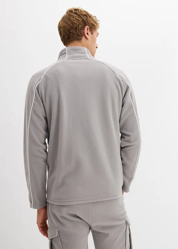 Wärmende Fleecejacke mit sportiven Details in grau von hinten (im Anschnitt) - bonprix