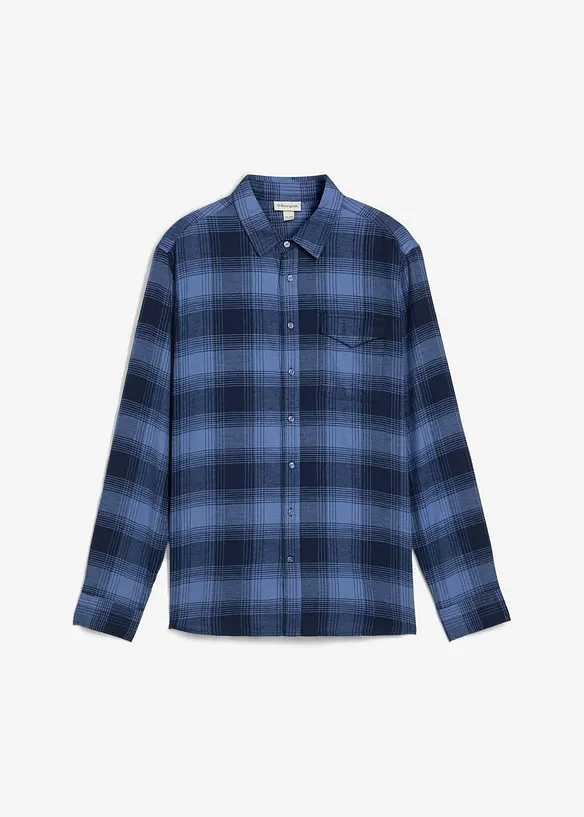 Flanellhemd aus reiner Bio Baumwolle in blau von vorne - bonprix