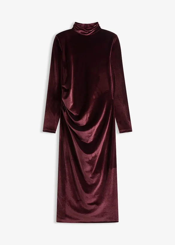 Midikleid aus softem Samt in rot von vorne - bonprix