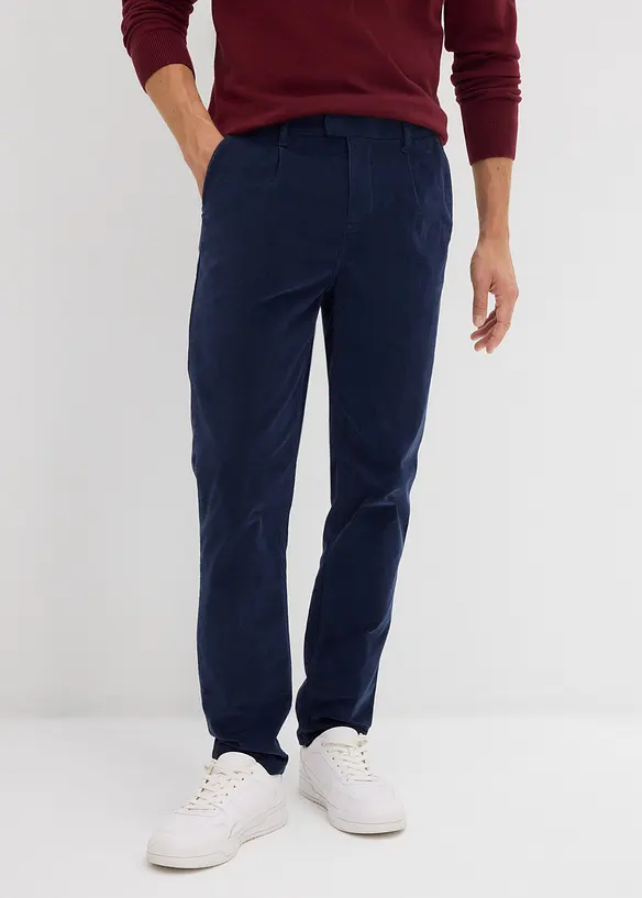 Regular Fit Cordhose, Tapered in blau von vorne - bonprix