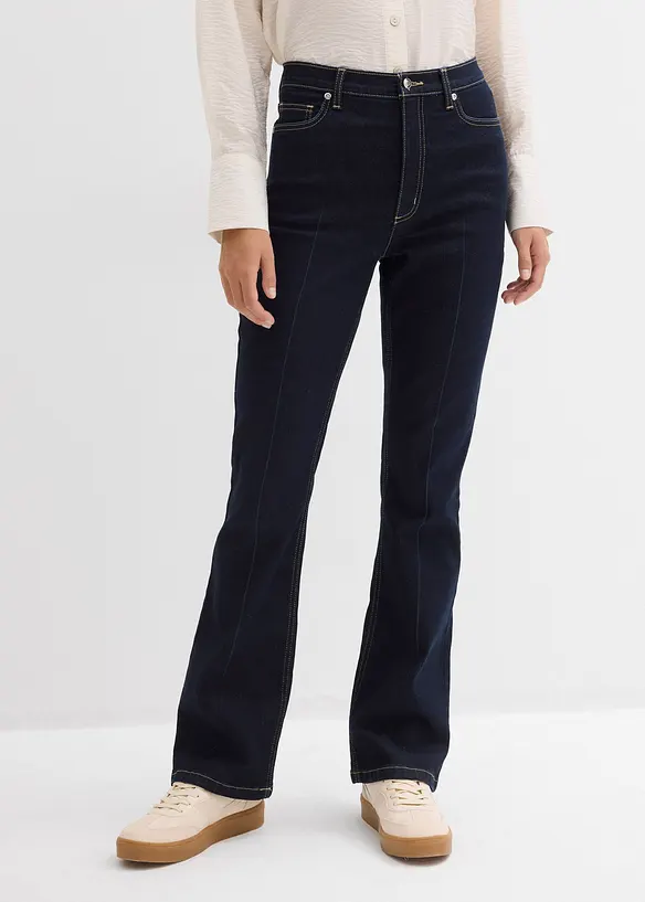 Bootcut-Jeans High Waist in blau von vorne - bonprix