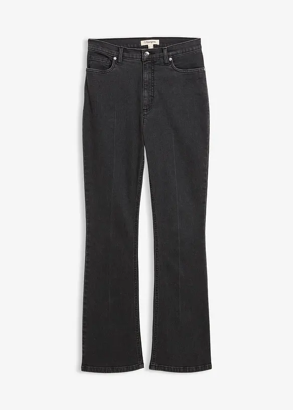 Bootcut-Jeans High Waist in grau von vorne - bonprix
