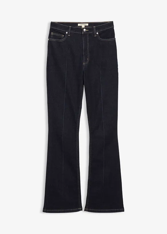 Bootcut-Jeans High Waist in blau von vorne - bonprix