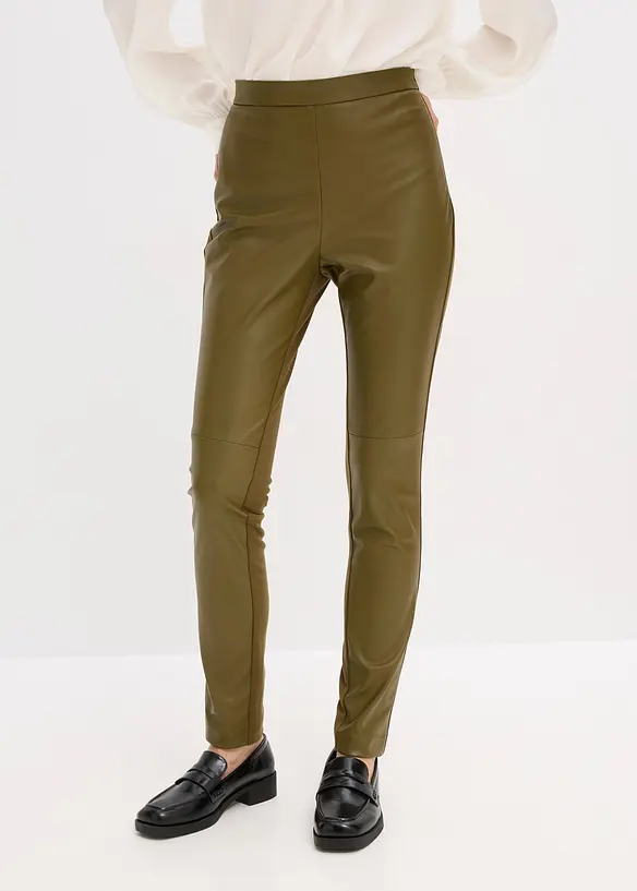 Lederimitat-Hose im Punto di Roma Mix in grün von vorne - bonprix