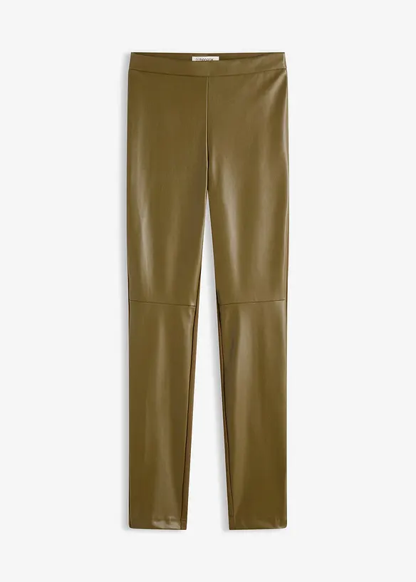 Lederimitat-Hose im Punto di Roma Mix in grün von vorne - bonprix