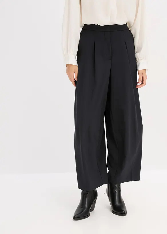 Barrel-Hose aus Viskose-Mix in schwarz von vorne - bonprix