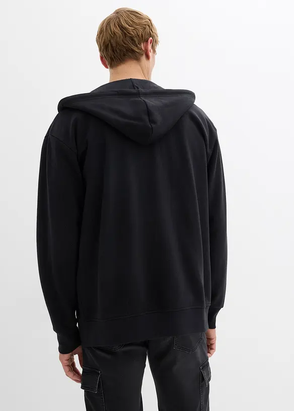 Kapuzen-Sweatjacke in Loose Fit in schwarz von hinten (im Anschnitt) - bonprix