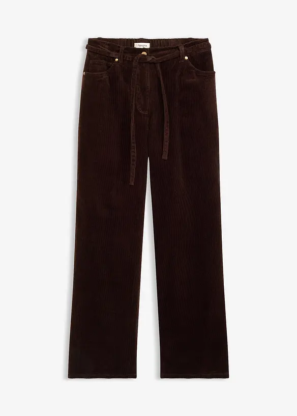 Cordhose mit Bindegürtel aus Baumwoll-mix in braun von vorne - bonprix Cordhose mit Bindegürtel aus Baumwoll-mix in braun von vorne - bonprix