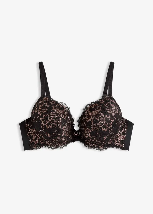 Schalen-BH mit Glitzergarn in schwarz von vorne - bonprix