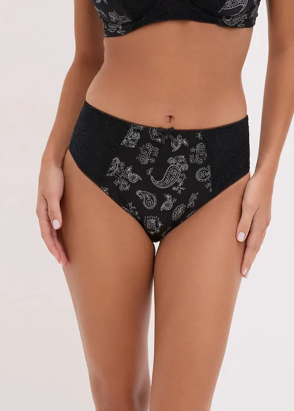 Maxislip mit zarter Spitze (2er Pack) in schwarz von vorne - bonprix