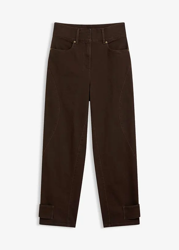Twillhose mit hohem Bund in braun von vorne - bonprix
