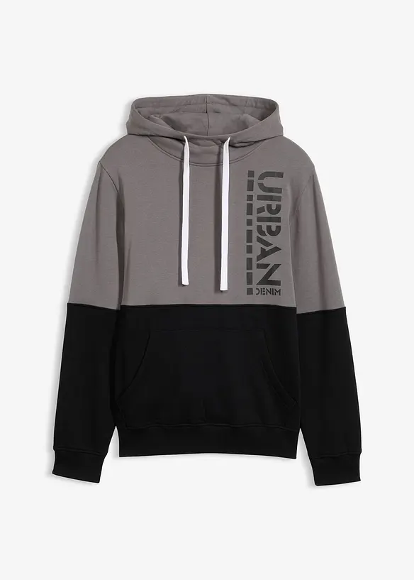 Hoodie aus reiner Bio-Baumwolle in schwarz von vorne - bonprix