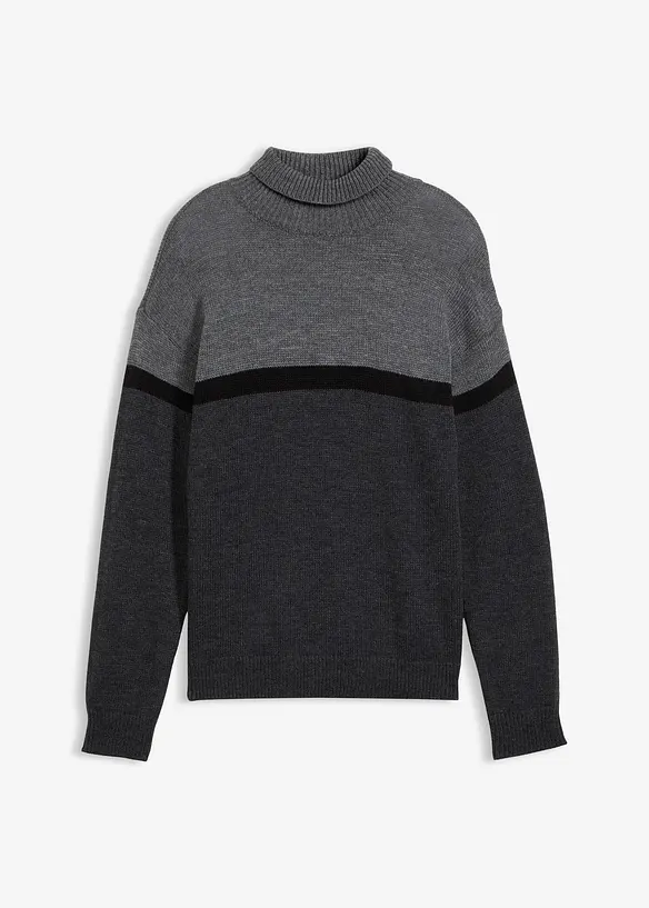 Rollkragenpullover in Regular Fit in grau von vorne - bonprix