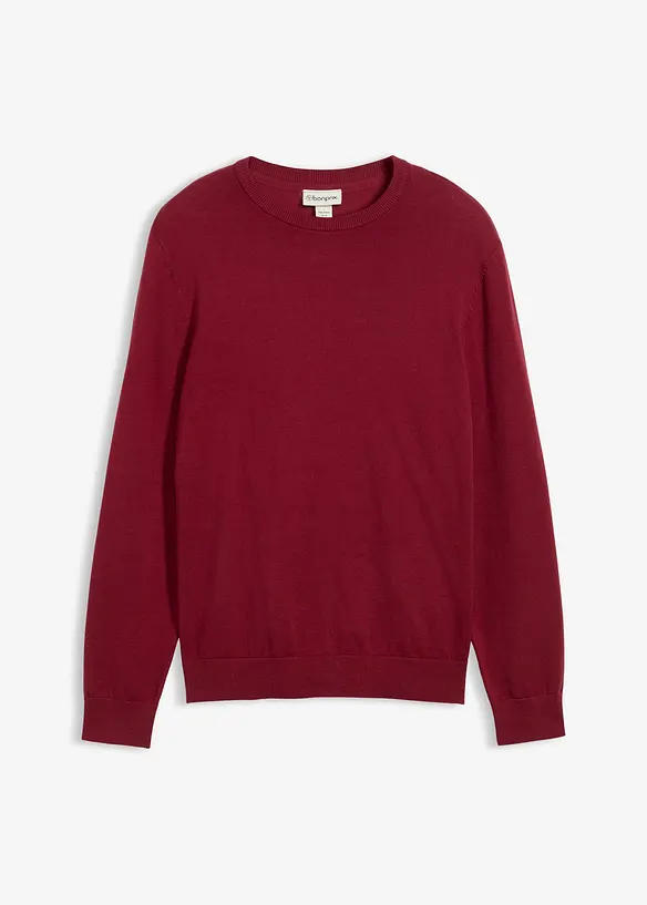 Feinstrickpullover aus weichem Baumwollmix in rot von vorne - bonprix