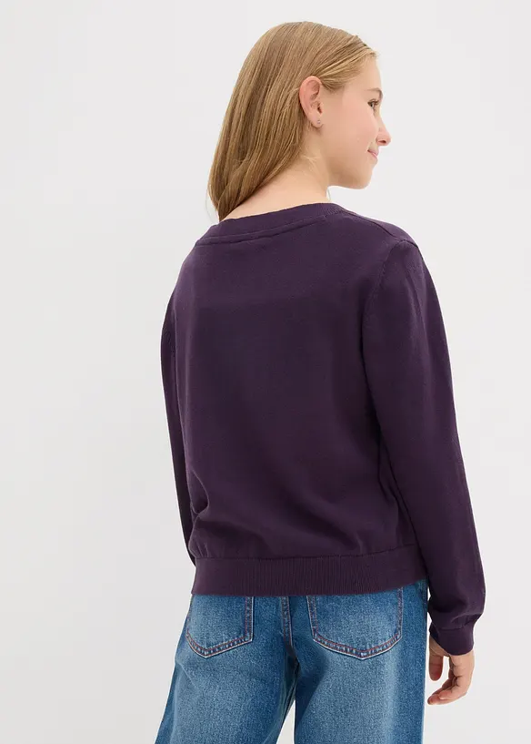 Feinstrickpullover in lila von hinten (im Anschnitt) - bonprix