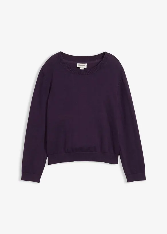 Feinstrickpullover in lila von vorne - bonprix