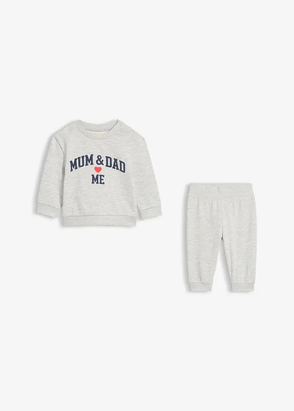 Set aus Sweatshirt und Hose aus Bio-Baumwolle (2-tlg.Set) in grau - bonprix