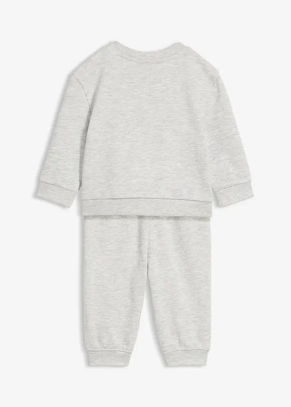 Set aus Sweatshirt und Hose aus Bio-Baumwolle (2-tlg.Set) in grau von hinten - bonprix