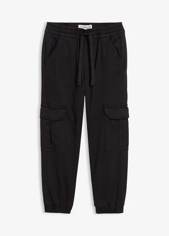 Thermo Regular Fit Cargohose mit Jerseyfutter in schwarz von vorne - bonprix