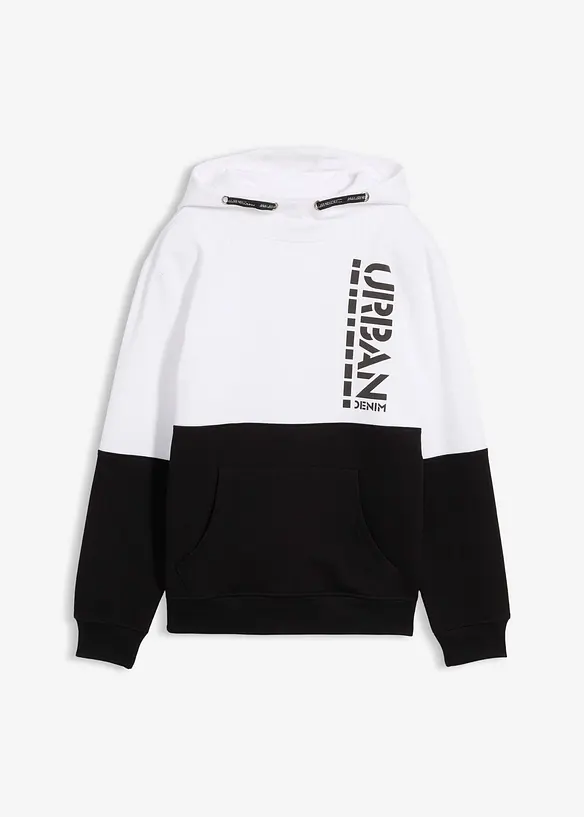 Hoodie aus reiner Bio-Baumwolle in weiß von vorne - bonprix