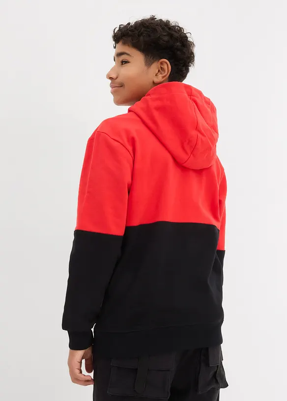 Hoodie aus reiner Bio-Baumwolle in rot von hinten (im Anschnitt) - bonprix