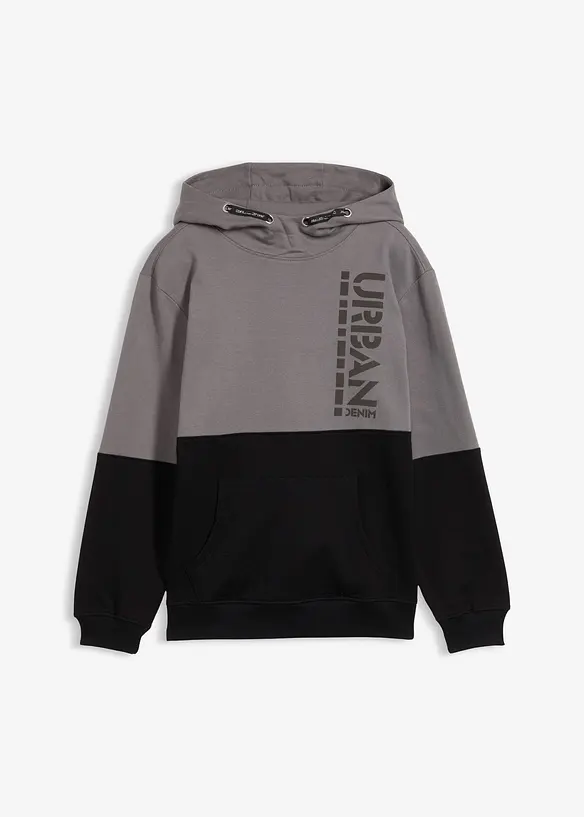 Hoodie aus reiner Bio-Baumwolle in grau von vorne - bonprix