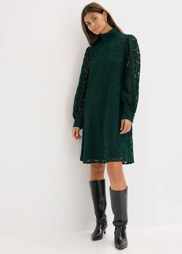 Minikleid aus Spitze in grün von vorne (Totalaufnahme) - bonprix