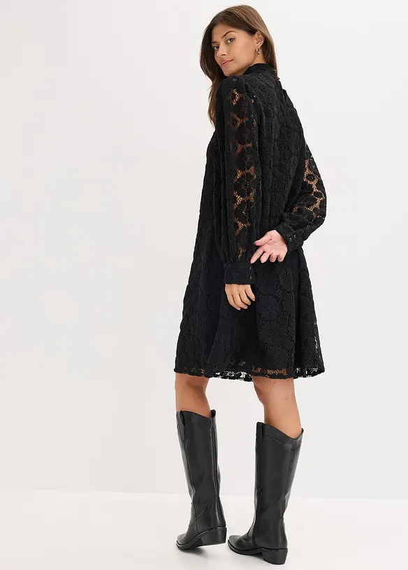 Minikleid aus Spitze in schwarz von hinten (Totalaufnahme) - bonprix