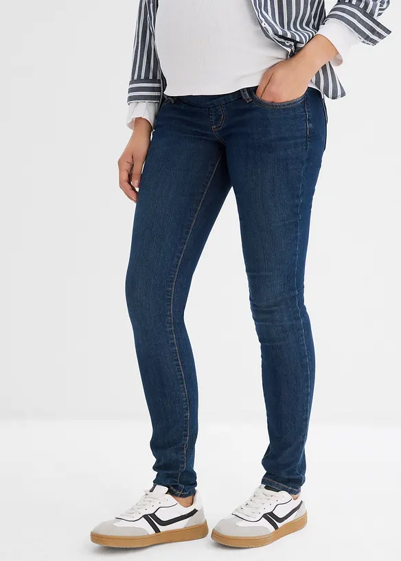 Umstandsjeans mit Bio-Baumwolle, Skinny in blau von vorne - bonprix
