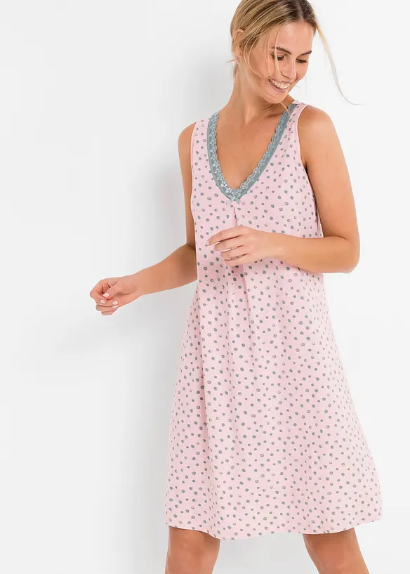 Kurzes Nachthemd aus softem Viskose-Mix in rosa (Detailaufnahme) - bonprix