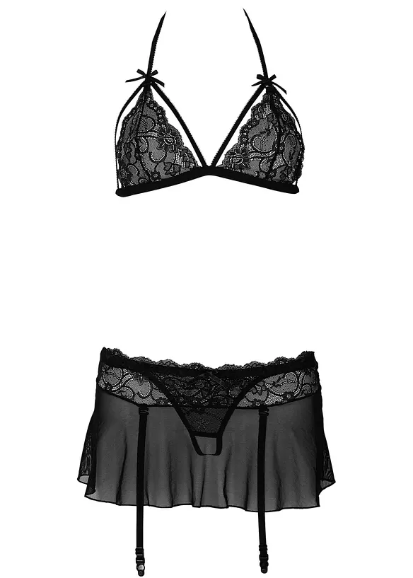 Triangel-BH+String+Rock (3-tlg.Set) in schwarz - bonprix