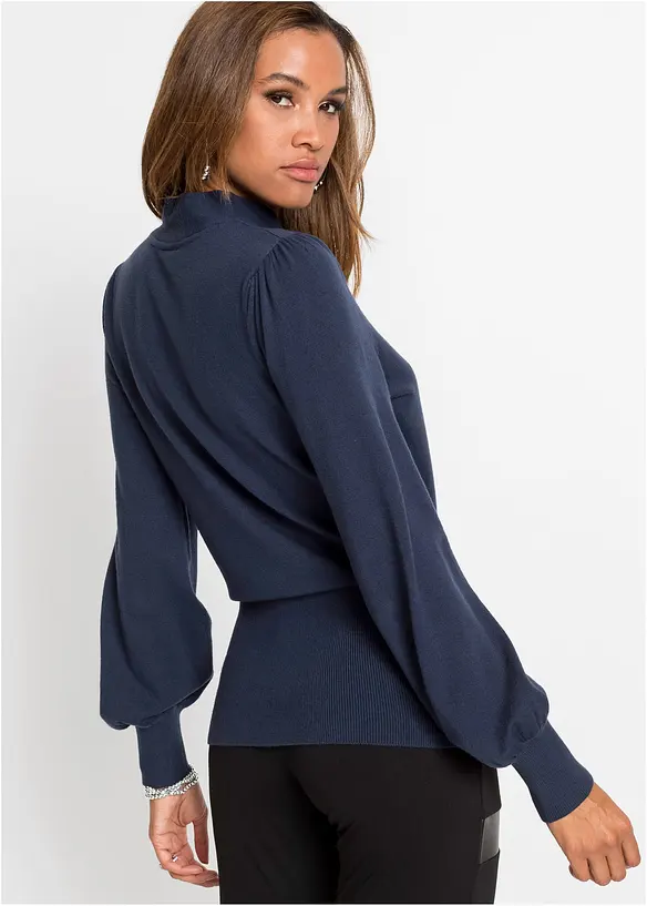 Feinstrickpullover aus softem Viskose-Mix in blau von hinten (im Anschnitt) - bonprix Feinstrickpullover aus softem Viskose-Mix in blau von hinten (im Anschnitt) - bonprix