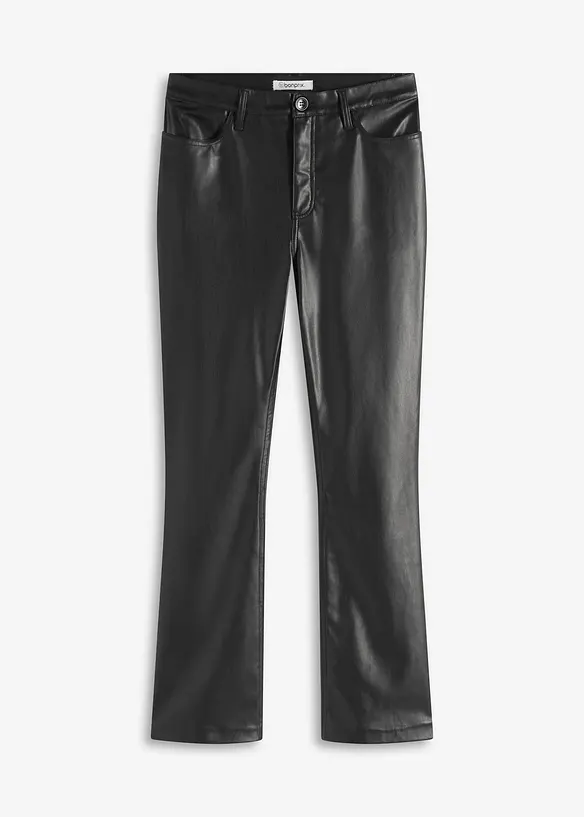 Lederimitat-Hose in schwarz von vorne - bonprix