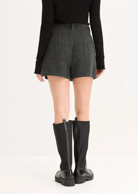 Bundfalten-Shorts in grau von hinten - bonprix