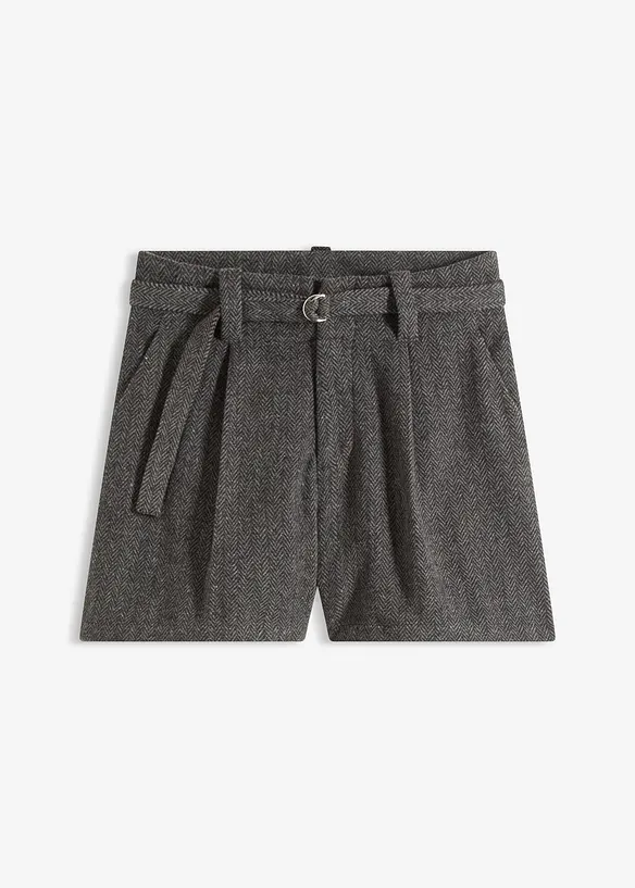 Bundfalten-Shorts in grau von vorne - bonprix