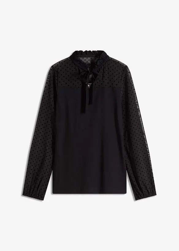 Shirt aus Viskose-Mix in schwarz von vorne - bonprix