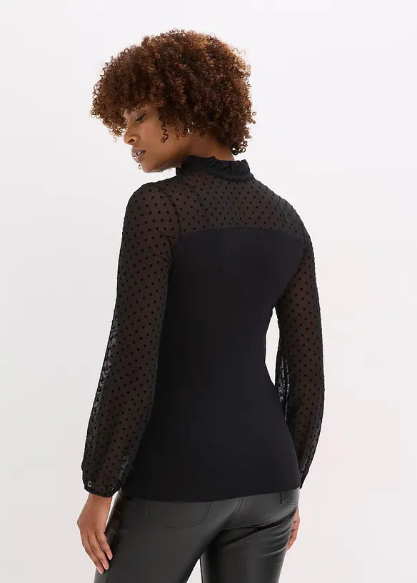 Shirt aus Viskose-Mix in schwarz von hinten (im Anschnitt) - bonprix
