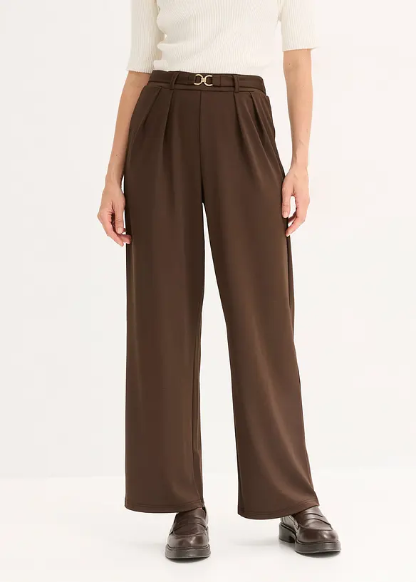 Jersey-Schlupfhose mit Ziergürtel in braun von vorne - bonprix Jersey-Schlupfhose mit Ziergürtel in braun von vorne - bonprix