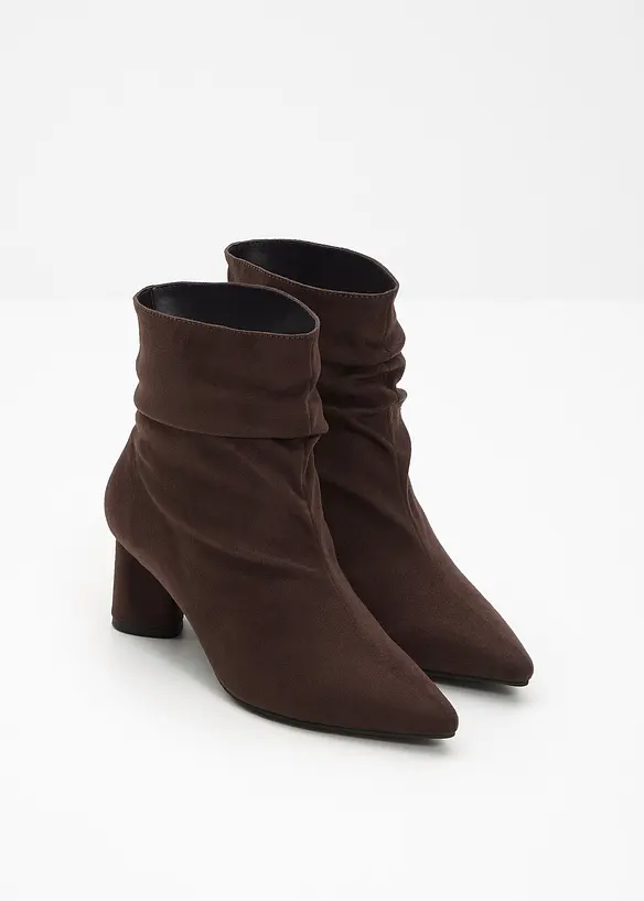 Stiefeletten mit Raffung in braun - bonprix
