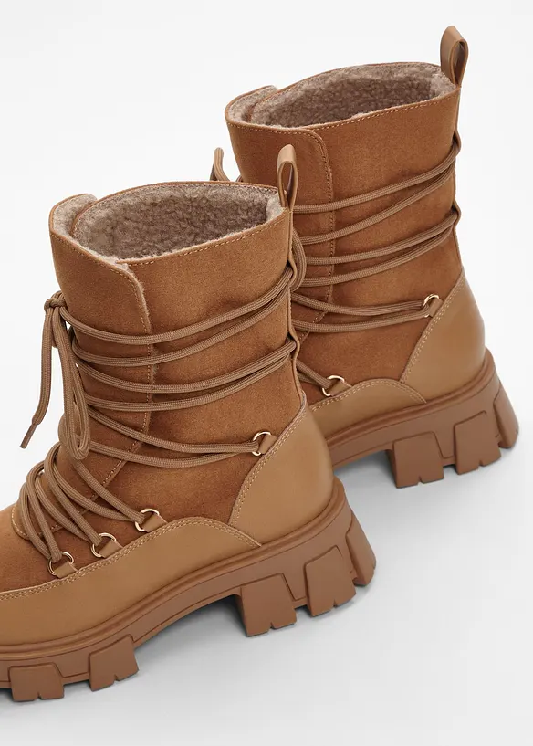 Gefütterte Schnürboots in braun - bonprix